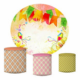 Lofaris Colored Ribbon Round Happy Birthday Party Backdrop